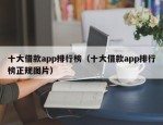 十大借款app排行榜（十大借款app排行榜正规图片）