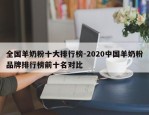 全国羊奶粉十大排行榜-2020中国羊奶粉品牌排行榜前十名对比