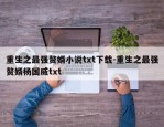 重生之最强赘婿小说txt下载-重生之最强赘婿杨国威txt
