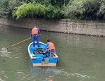 炎炎夏日，普陀区河道清道夫顶着烈日守护碧水清流