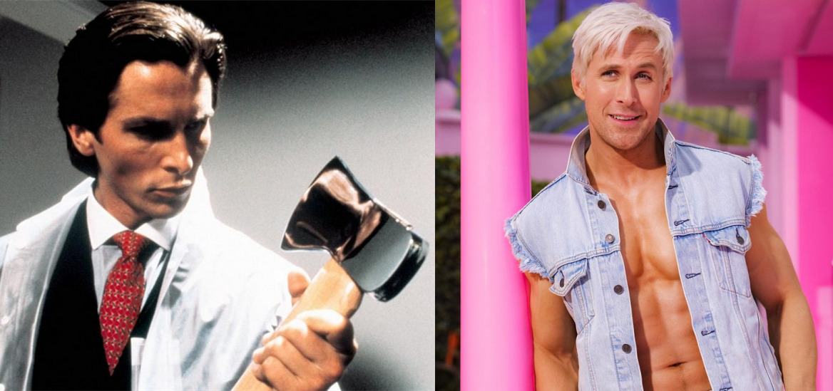 《美国精神病人》的帕特里克·贝特曼（左）以及《芭比》的肯