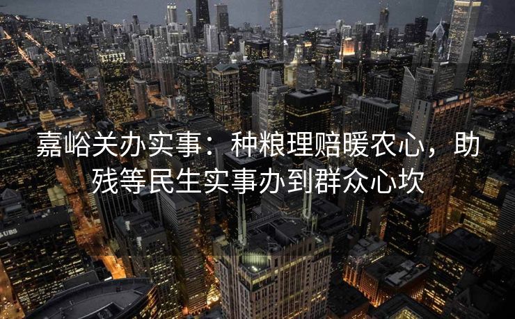 嘉峪关办实事：种粮理赔暖农心，助残等民生实事办到群众心坎