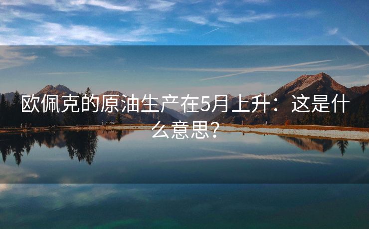 欧佩克的原油生产在5月上升：这是什么意思？