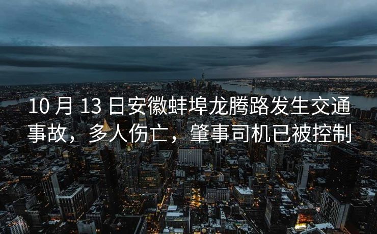 10 月 13 日安徽蚌埠龙腾路发生交通事故，多人伤亡，肇事司机已被控制