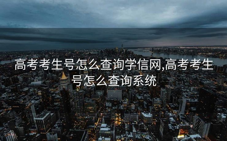 高考考生号怎么查询学信网,高考考生号怎么查询系统