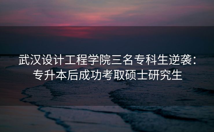 武汉设计工程学院三名专科生逆袭：专升本后成功考取硕士研究生