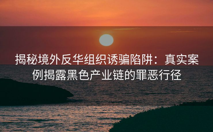 揭秘境外反华组织诱骗陷阱:真实案例揭露黑色产业链的罪恶行径 揭秘境外反华组织诱骗陷阱:真实案例揭露黑色产业链的罪恶行径