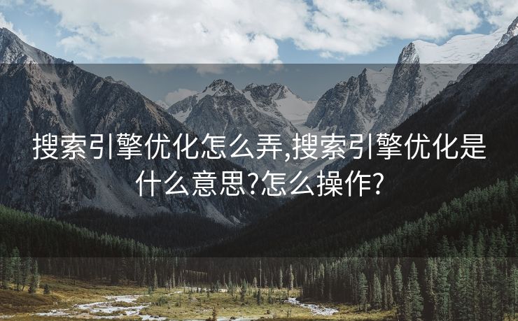搜索引擎优化怎么弄,搜索引擎优化是什么意思?怎么操作? 搜索引擎优化怎么弄,搜索引擎优化是什么意思?怎么操作?
