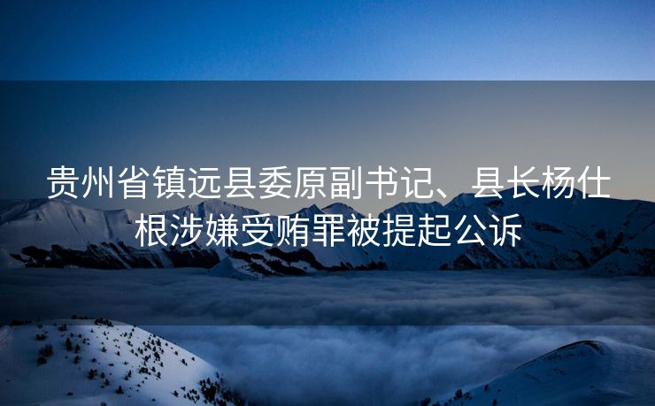 贵州省镇远县委原副书记、县长杨仕根涉嫌受贿罪被提起公诉