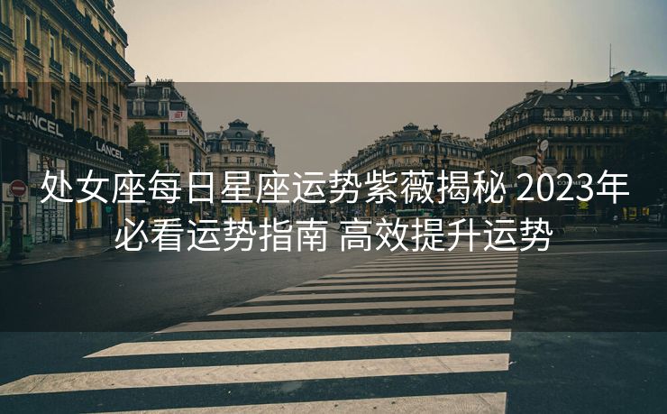 处女座每日星座运势紫薇揭秘 2023年必看运势指南 高效提升运势