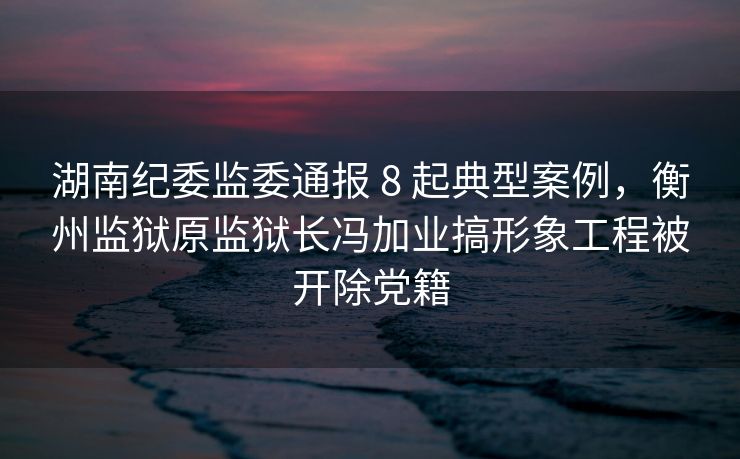 湖南纪委监委通报 8 起典型案例，衡州监狱原监狱长冯加业搞形象工程被开除党籍