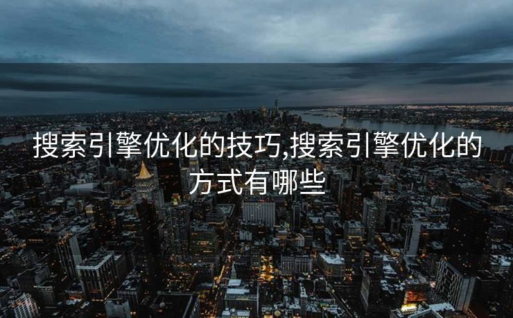 搜索引擎优化的技巧,搜索引擎优化的方式有哪些