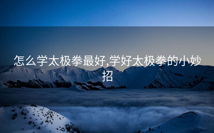 怎么学太极拳最好,学好太极拳的小妙招