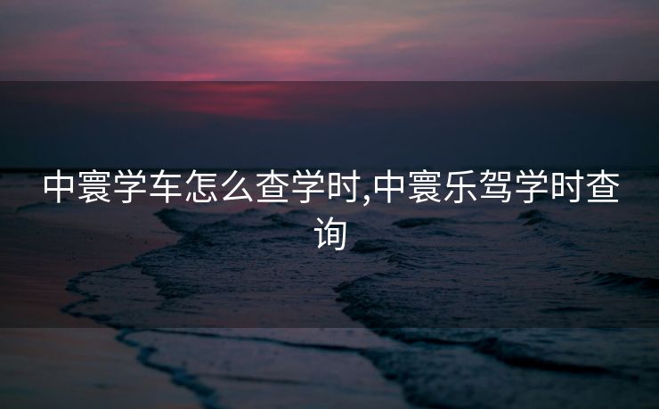 中寰学车怎么查学时,中寰乐驾学时查询