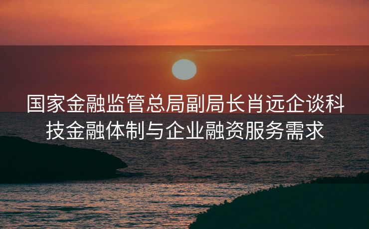 国家金融监管总局副局长肖远企谈科技金融体制与企业融资服务需求